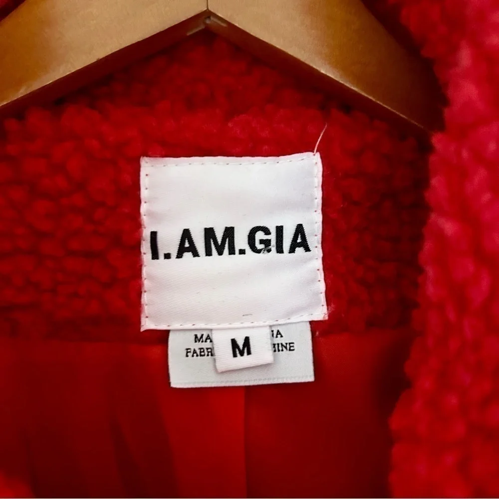 I. AM. GIA Pixie Pile Fleece Teddy Coat in Red sz‎ M